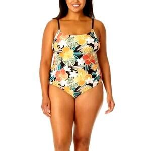 Hurley Caribbean Dreamin' Women's Size XXL Black Multicolor UPF 50+ Swimsuit NWT